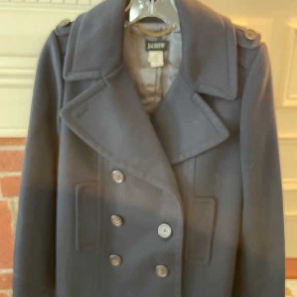 JCREW Women’s Navy Blue Wool Pea Coat Size 4 - Picture 1 of 10